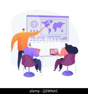 Business expansion strategy planning. CEO briefing, partners meeting, board of directors. Globalization opportunities. Businessmen and businesswoman. Stock Vector