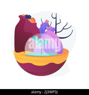 Soil pollution abstract concept vector illustration. Land degradation, groundwater pollution, soil contamination, agricultural chemical products, toxi Stock Vector