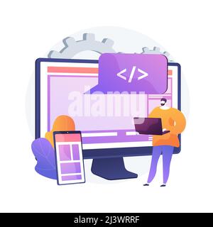 Microsite development abstract concept vector illustration. Microsite web development, small internet site, graphic design service, landing page, soft Stock Vector