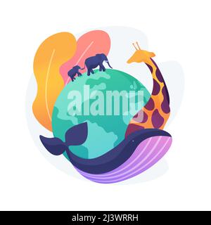 Wild animals protection abstract concept vector illustration. Wildlife preservation, biodiversity protection, save wild animals, population control, p Stock Vector