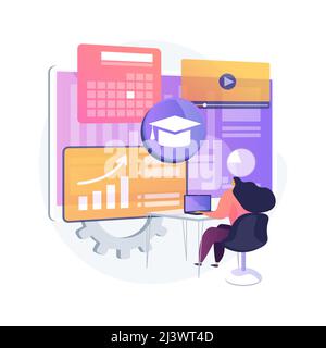 Learning management system abstract concept vector illustration. Educational technology, online learning delivery, software application, training cour Stock Vector