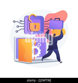 Data leakage abstract concept vector illustration. Data breaches, info leakage prevention, encryption for databases, network security incident, confid Stock Vector