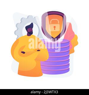 Cyber security data protection abstract concept vector illustration. Data privacy regulation, cybersecurity protocol, information safety law, protecti Stock Vector
