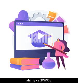 Color theory online studying. Web design basics, drawing tutorial, interior designer. Female artist cartoon character holding pencil. Vector isolated Stock Vector