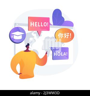 Foreign languages translating. Linguistics science, machine translation, university students exchange program. Language learning courses. Vector isola Stock Vector