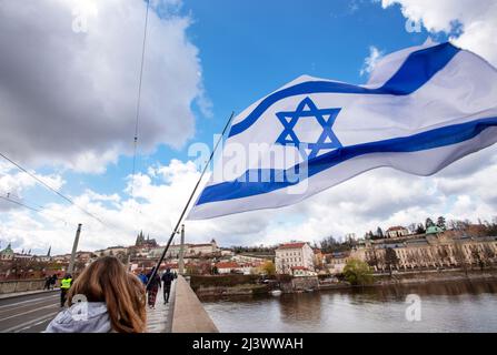 Prague, Czech Republic. 10th Apr, 2022. Good-will gathering with Culture Against Anti-Semitism, staged by International Christian Embassy Jerusalem (ICEJ), was held on April 10, 2022, in Prague, Czech Republic. Credit: Michaela Rihova/CTK Photo/Alamy Live News Stock Photo