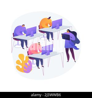 Computer Lab abstract concept vector illustration. Advanced computer skills, information technology learning, university on demand laboratory, college Stock Vector