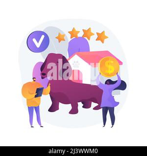 Breed club abstract concept vector illustration. Canine breed show, top dog standard, buy purebred pet, professional training service, feline club, ke Stock Vector