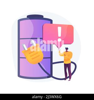 Safety battery abstract concept vector illustration. Charging safety, protected energy device, smartphone battery safe use and recycling, explosion ha Stock Vector