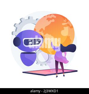 Technological singularity abstract concept vector illustration. Singularity, technological growth, post-human era, artificial intelligence evolution, Stock Vector