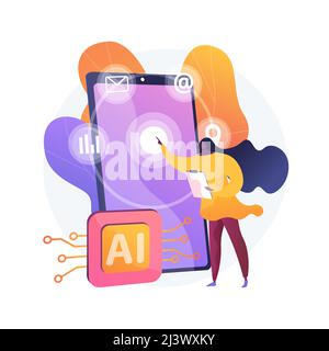 Intelligent interface abstract concept vector illustration. Interactive user interface, usability engineering, personalized experience design, artific Stock Vector