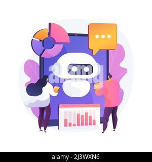 Chatbot development platform abstract concept vector illustration. Chatbot platform, virtual assistant development, cross-platform bot, wireframe, mob Stock Vector
