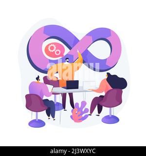 DevOps team abstract concept vector illustration. Software development team member, agile workflow, DevOps team model, IT teamwork, project management Stock Vector