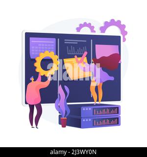 Task management abstract concept vector illustration. Project manager tool, business software, productivity online platform, task management applicati Stock Vector