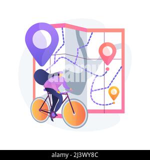 Bike paths network abstract concept vector illustration. National cycling path, bike road network, outdoor recreation, bicycle city map, park cycling Stock Vector