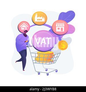 Value added tax system abstract concept vector illustration. VAT number validation, global taxation control, consumption tax system, added value, reta Stock Vector