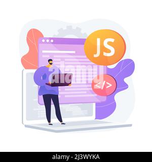 JavaScript abstract concept vector illustration. Game engine, JS development, web programming, JavaScript language, website project, mobile applicatio Stock Vector