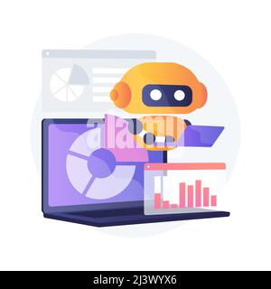 AI-powered marketing tools abstract concept vector illustration. AI-powered research, marketing tools automation, e-commerce search, customer recommen Stock Vector