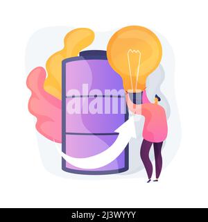 Innovative battery technology abstract concept vector illustration. Energy saving technology, battery creation, innovative science project, economy, e Stock Vector