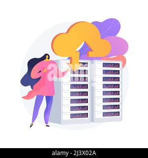 Cloud storage abstract concept vector illustration. Digital hosted storage, database security, data infrastructure service, cloud computing, informati Stock Vector