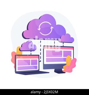 Cloud connection abstract concept vector illustration. Connectivity method, remote central storage, online data transfer, database connection, interne Stock Vector