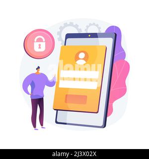 Sign in page abstract concept vector illustration. Enter application, mobile screen, user login form, website page interface, UI, new profile registra Stock Vector