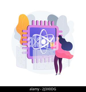 Quantum computing abstract concept vector illustration. Quantum technology, future computing, innovative information technology, computer science brea Stock Vector