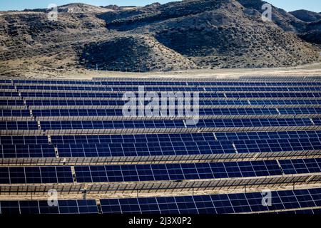 Solar power plants in the Tabernas desert in Almeria southern Spain ...