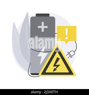 Safety battery abstract concept vector illustration. Charging safety, protected energy device, smartphone battery safe use and recycling, explosion ha Stock Vector