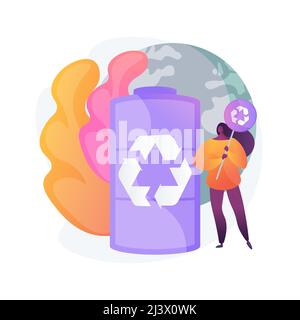 Battery recycling abstract concept vector illustration. Battery disposal bin, rechargeable technology, utilization rule, recycling system, safety regu Stock Vector