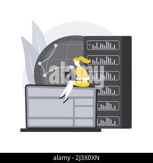 Proxy server abstract concept vector illustration. Computer networking, unblock proxy server, user and website connection, internet security settings, Stock Vector