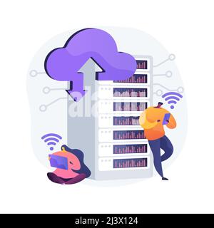 Edge computing abstract concept vector illustration. Local data storage, response time, optimize internet device and web applications, data source, mo Stock Vector