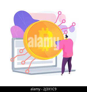 Digital currency abstract concept vector illustration. Cryptocurrency market capitalization, electronic currency, e-money transfer, digital money turn Stock Vector
