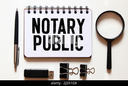 Conceptual hand writing showing Notary Public. Business photo text Legality Documentation Authorization Certification Contract Man holding marker pape Stock Photo