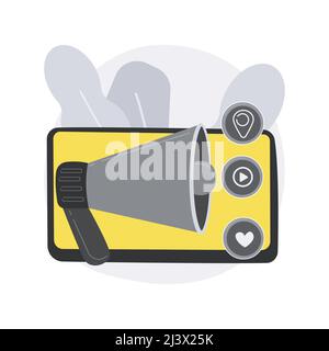 Online PR abstract concept vector illustration. Public relations online solution, digital PR service, agency website element, online media communicati Stock Vector