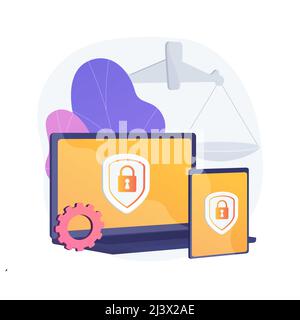 Digital ethics and privacy abstract concept vector illustration. Digital mediums behavior, internet privacy violation, secure online data protection, Stock Vector