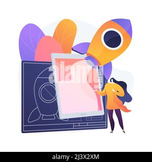 Augmented reality book abstract concept vector illustration. Educational model, digital content, smartphone and gaming console, video playback, intera Stock Vector