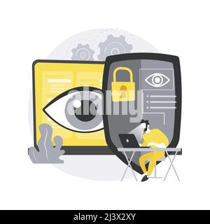 Eye tracking technology abstract concept vector illustration. Eye movement catching technology, gaze tracking, position sensor, innovative marketing, Stock Vector