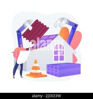 Automated construction equipment abstract concept vector illustration. Robotic excavator, automated technology in construction industry, smart machine Stock Vector