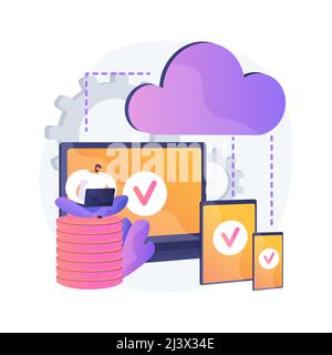 SaaS technology abstract concept vector illustration. Software as a service, cloud computing, application service, customer access, software licensing Stock Vector