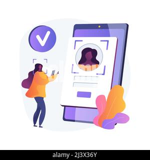 Verification technologies abstract concept vector illustration. Verification process, data access, user password, social media account, iris scan, fac Stock Vector