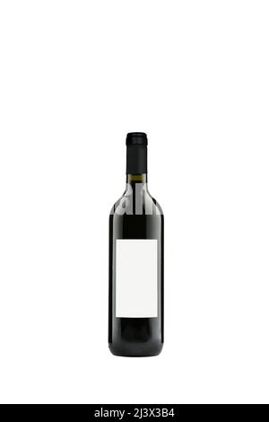 Bordeaux bottle with Montepulciano d'Abruzzo red wine, blank labels, isolated Stock Photo