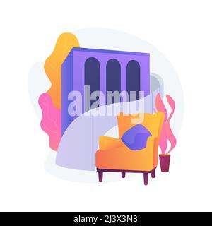 Design hotel abstract concept vector illustration. Modern architecture, unique interior decor, luxury resort, hospitality service, wellness and spa, o Stock Vector