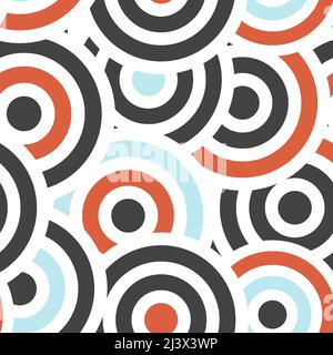 Colorful and bright retro circles spots pattern. Seamless blue red dots bsckground. Stock Vector