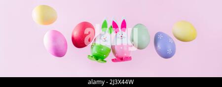 Easter scene with colored eggs Stock Photo