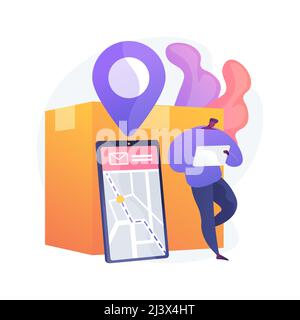Post service tracking abstract concept vector illustration. Parcel monitor, track and trace your shipment, package tracking number, express delivery, Stock Vector