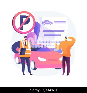Parking fines abstract concept vector illustration. No parking zone, restricted place, penalty charge notice, rules violation, fine ticket, online pay Stock Vector