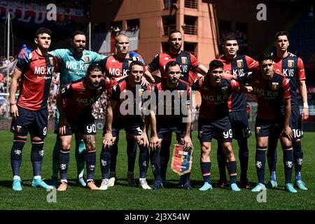 Genoa, Italy. 13 August 2021. Players of Genoa CFC pose for a team