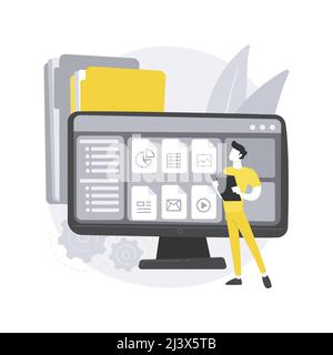 Document management soft abstract concept vector illustration. Document flow app, compound docs, cloud-based DMS, platform for sharing files online. m Stock Vector