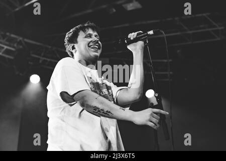 03/04/2022 - English rock band NOTHING BUT THIEVES playing their first live show after COVID, live at Fabrique Milano, Italy. Stock Photo